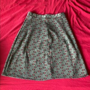 Vintage Floral A-Line Skirt - Red and Gray